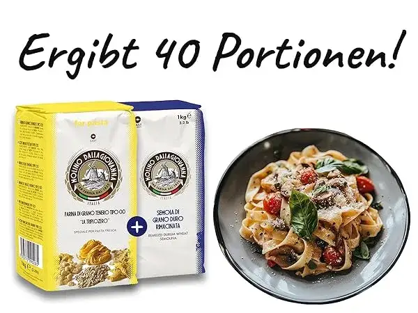 Verschiedene Mehlsorten f&uuml;r Pasta Typ 00 Hartweizengrie&szlig;
