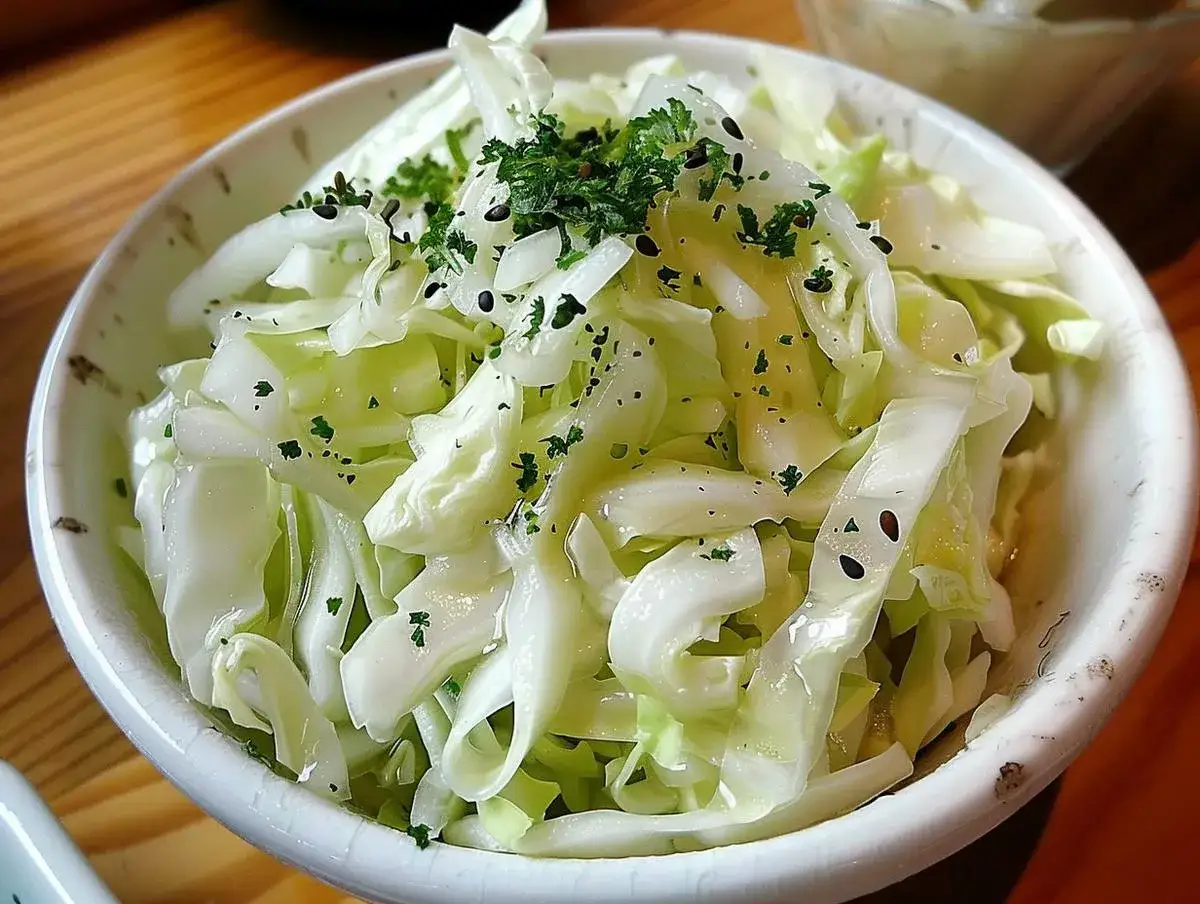 Chinakohl Salat mit cremigem Joghurt-Dressing in einer Schüssel